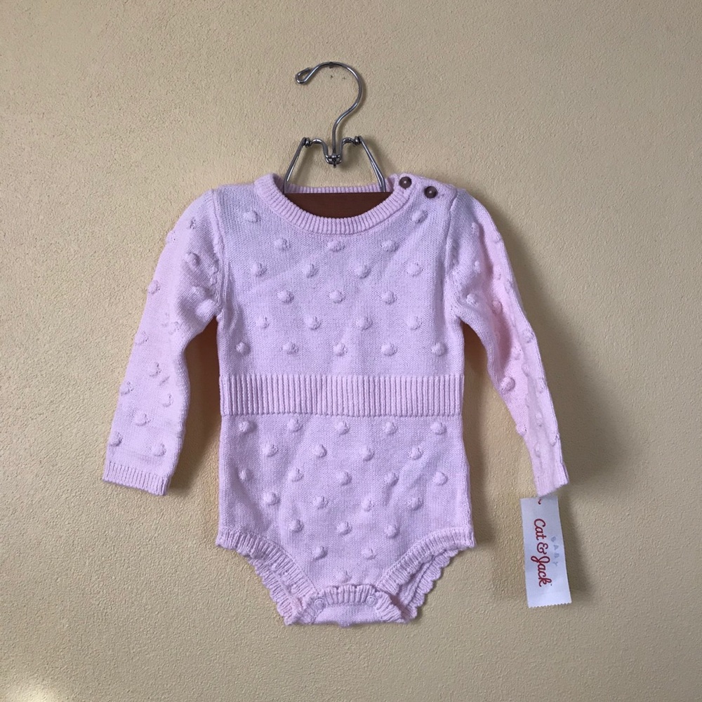 Cat & Jack light pink bubble knit onesie